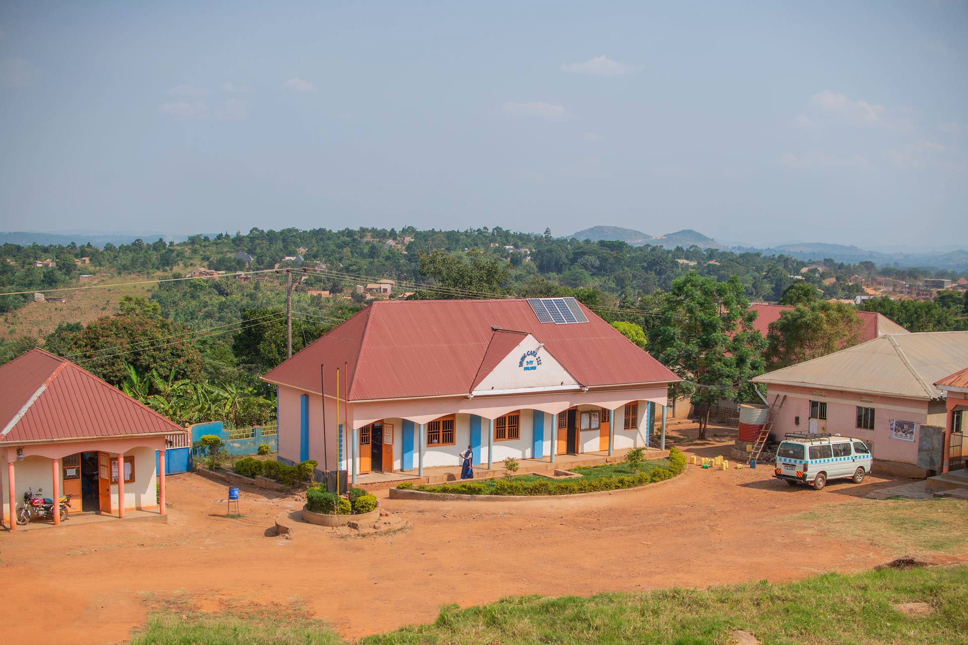Aerial view of the Divine Care Secondary School campus in Semuto
