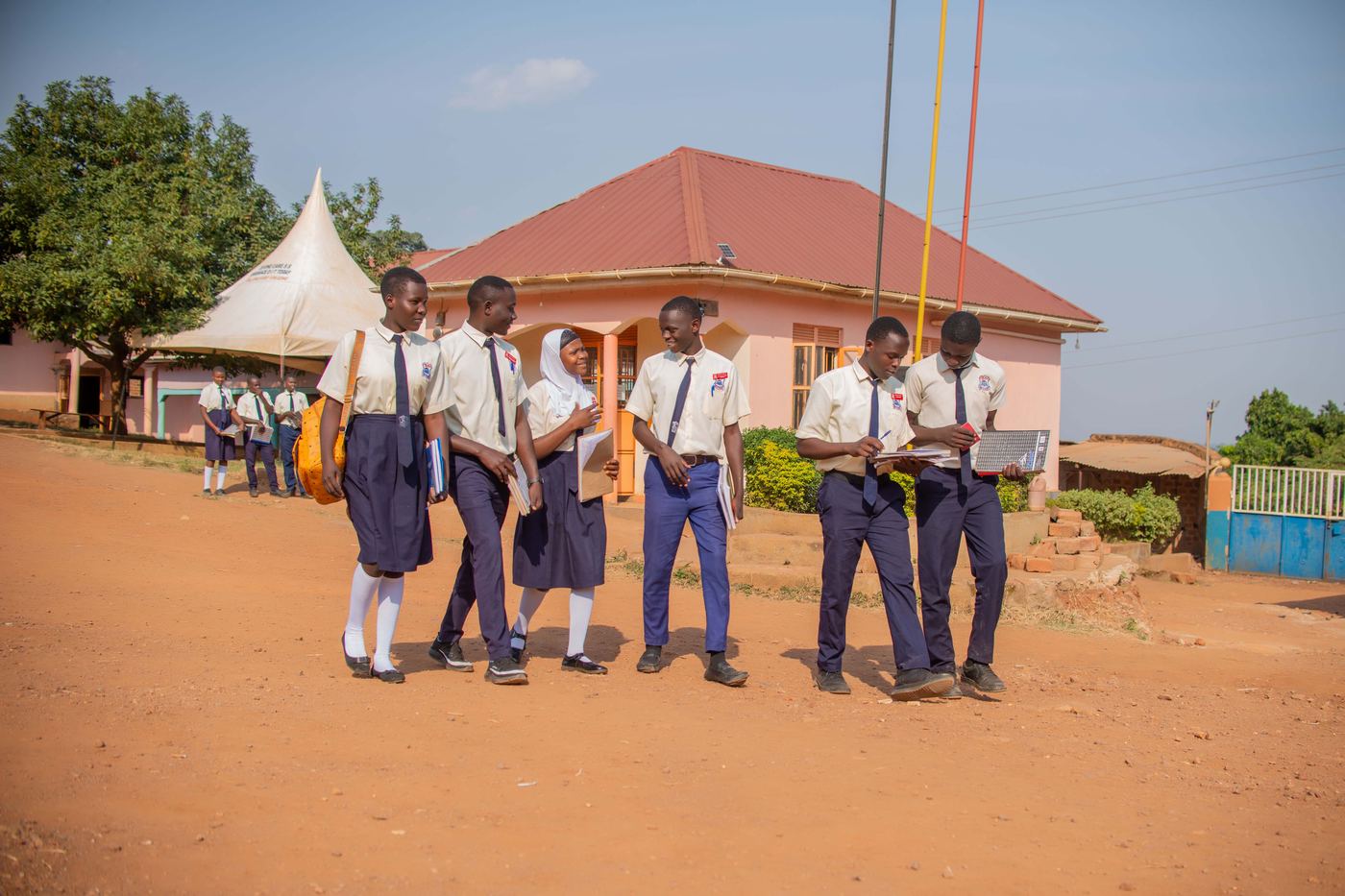 Students walking across the school compound